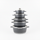 Unique granite cookware set - 5 pieces stacked with glass lids