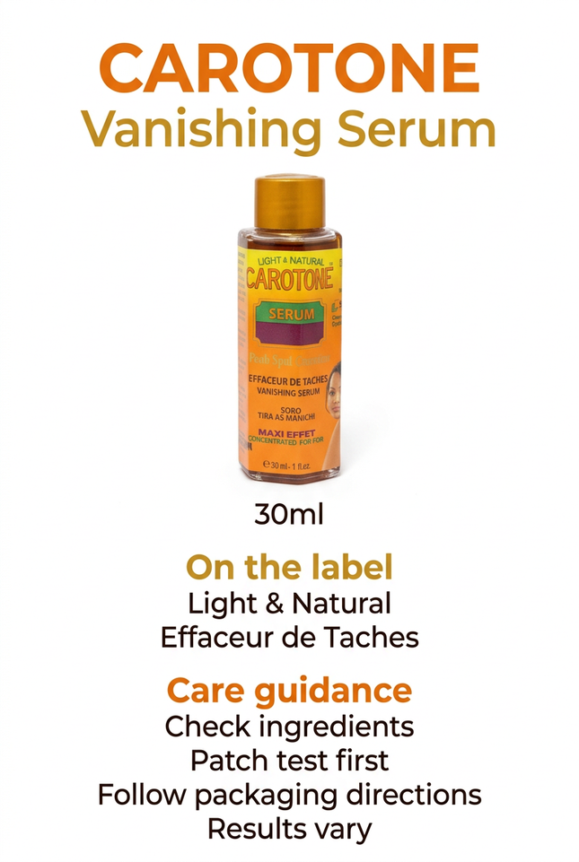 Carotone Vanishing Serum 30ml information and care guidance