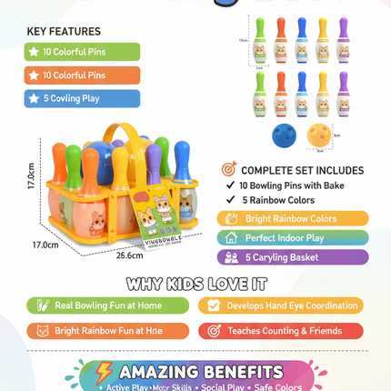 Bowling set benefits and features infographic
