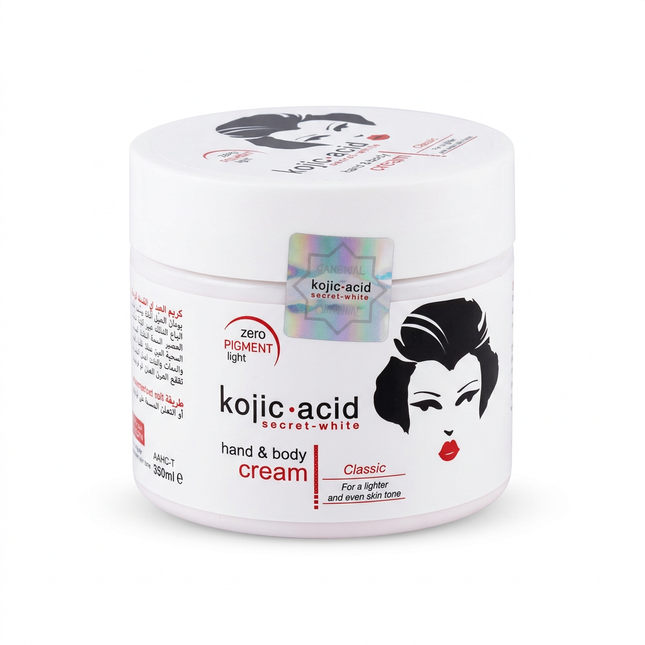 Kojic Acid Secret-White Hand and Body Cream Classic jar on white