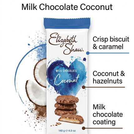 Elizabeth Shaw Coconut biscuits features infographic