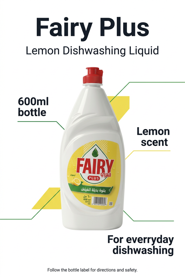 Fairy Plus Lemon dishwashing liquid 600ml product information