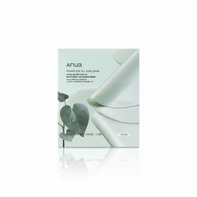 Anua Heartleaf 70 Soothing Collagen Mask - box white background studio shot