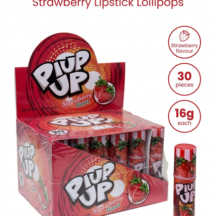 PIUP UP strawberry lollipops 30 pieces 16g infographic