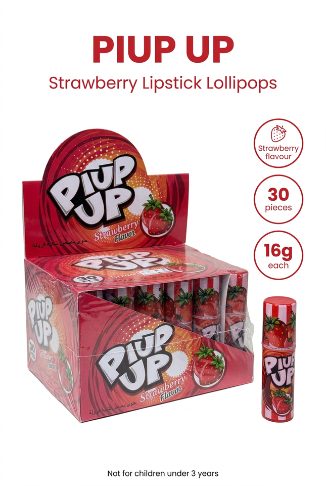 PIUP UP strawberry lollipops 30 pieces 16g infographic