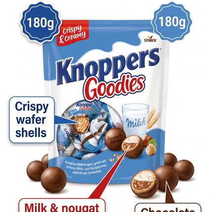Knoppers Goodies chocolate wafer balls infographic