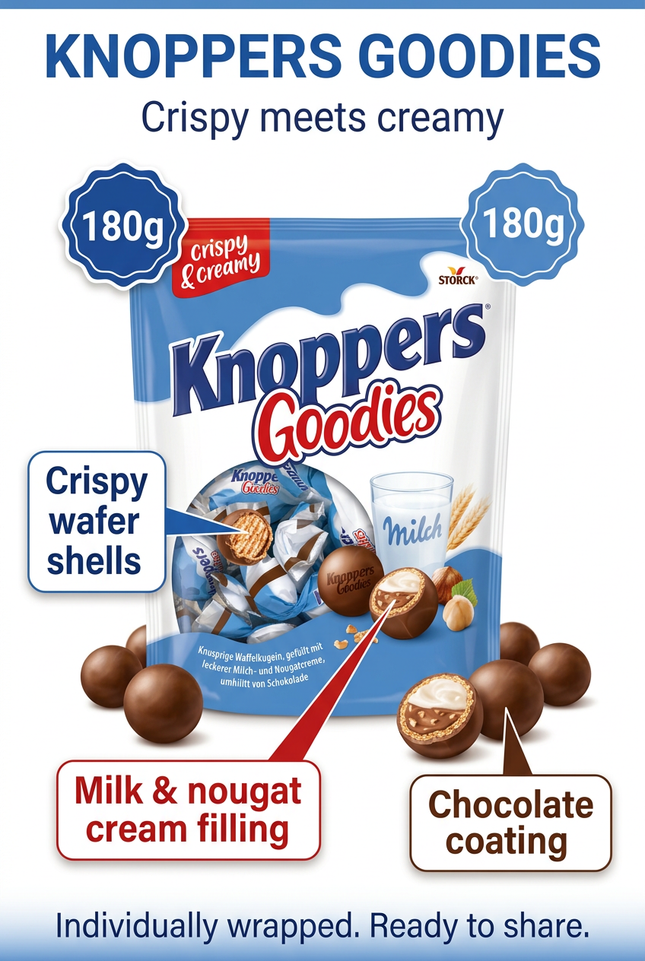 Knoppers Goodies chocolate wafer balls infographic