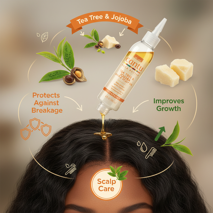 Cantu tea tree jojoba oil with integrated lifestyle and benefits