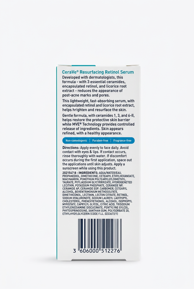 Cleaned CeraVe serum back packaging panel