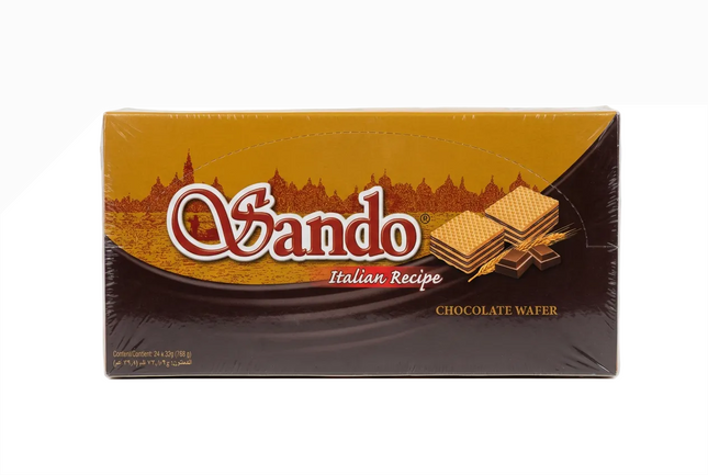 Sando Italian Recipe chocolate wafer box on white background