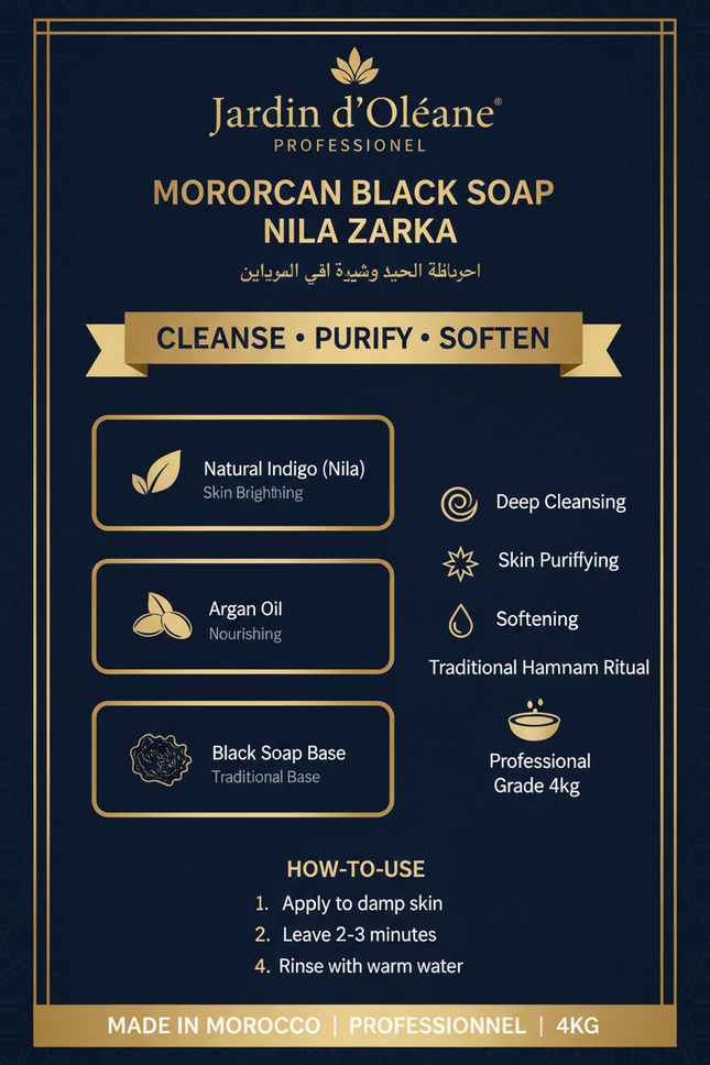 Jardin d'Oléane Nila Zarka Black Soap branded infographic