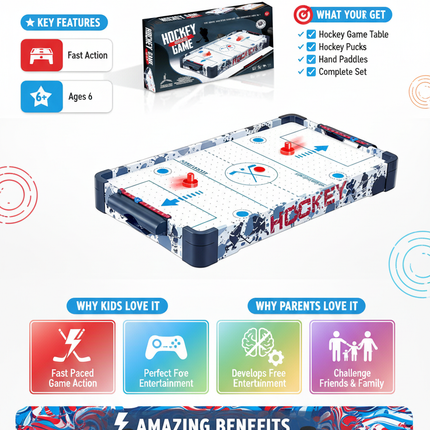 Ice hockey game benefits and features infographic