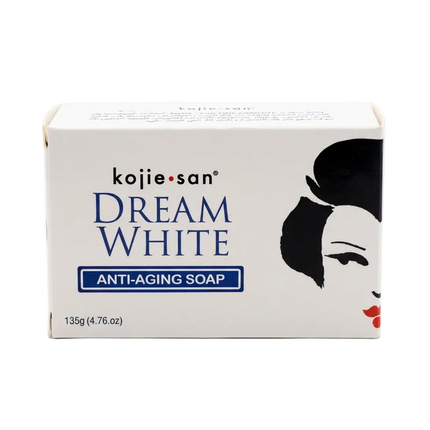 Kojie-san Dream White Anti-Aging Soap 135g packaging on white
