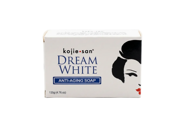 Kojie-san Dream White Anti-Aging Soap 135g packaging on white