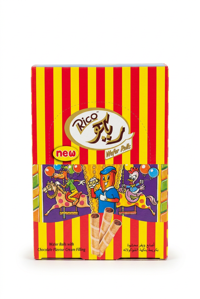 Rico wafer rolls 192g box on white background