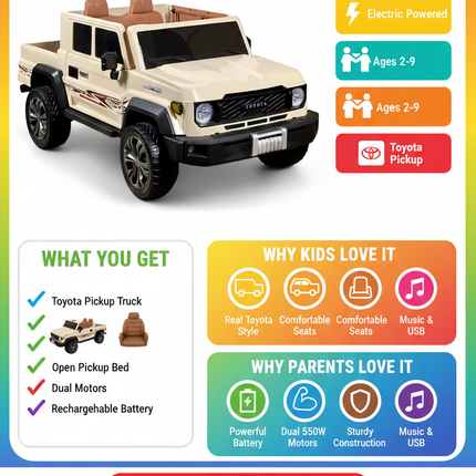 Toyota pickup benefits and features infographic