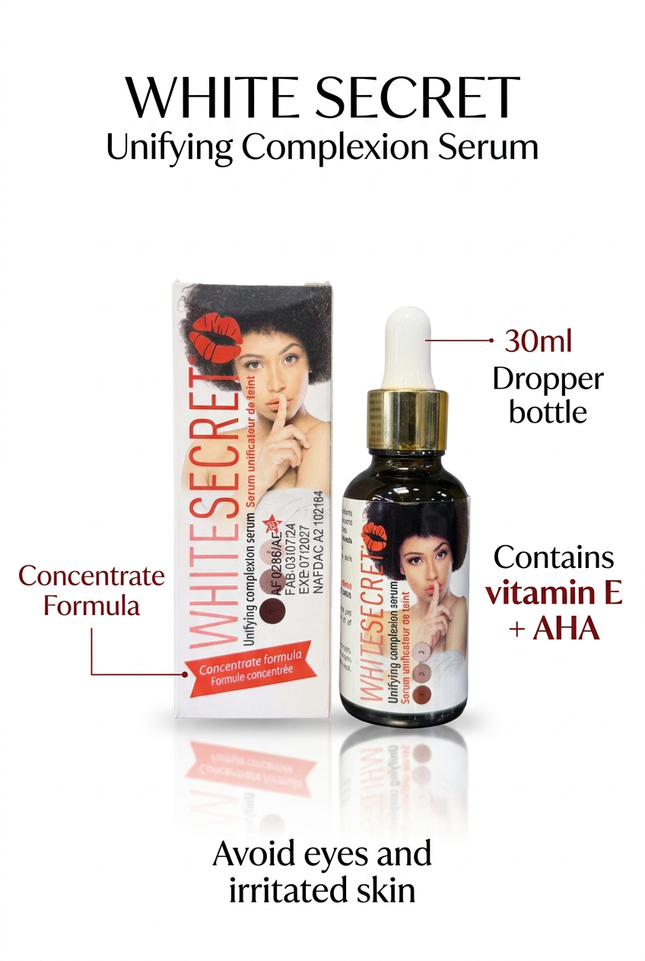 White Secret serum 30ml formula and precautions overview