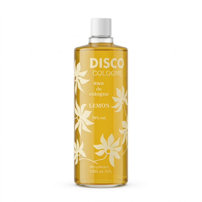 Disco Lemon Eau de Cologne 1000ml bottle on a white background