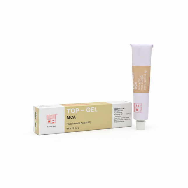 TOP-GEL MCA box and tube on white background