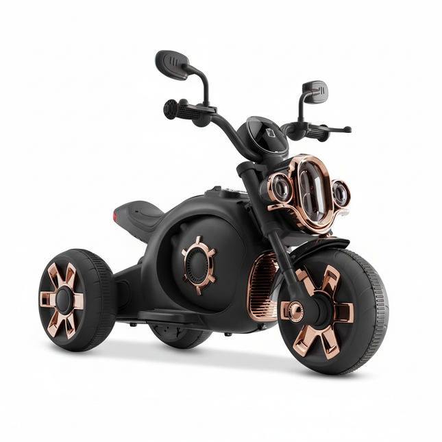 Black electric motor bike with rose gold accents