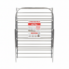 Stainless steel folding shoe rack on white background