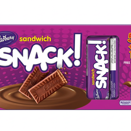 Cadbury Snack Sandwich 6 pack 132g on white