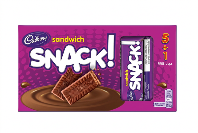 Cadbury Snack Sandwich 6 pack 132g on white