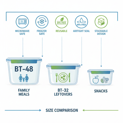 Container sizes comparison and features