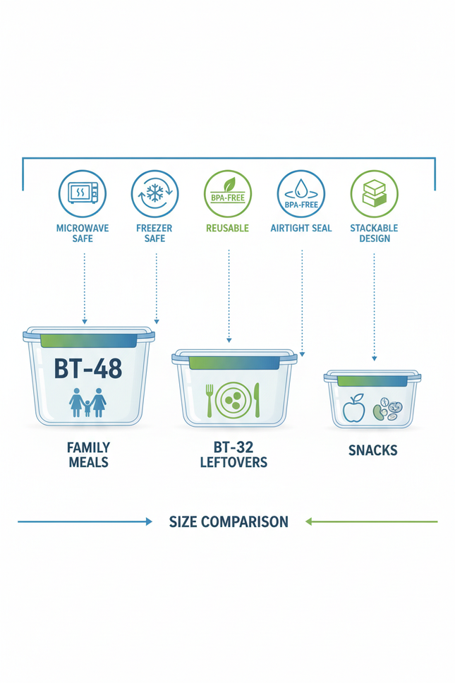Container sizes comparison and features