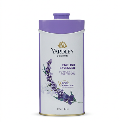 Yardley London English Lavender Perfumed Talc 125g on white background