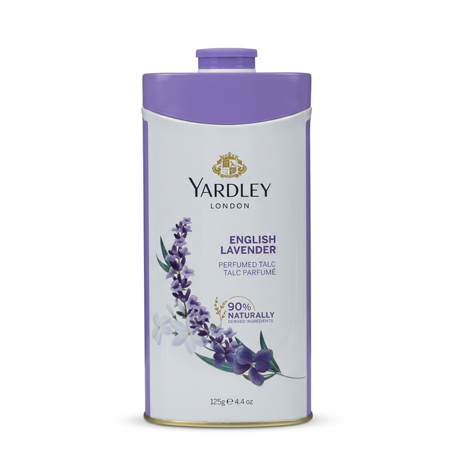 Yardley London English Lavender Perfumed Talc 125g on white background