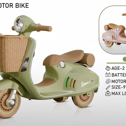 Vespa motor bike with wicker basket specifications