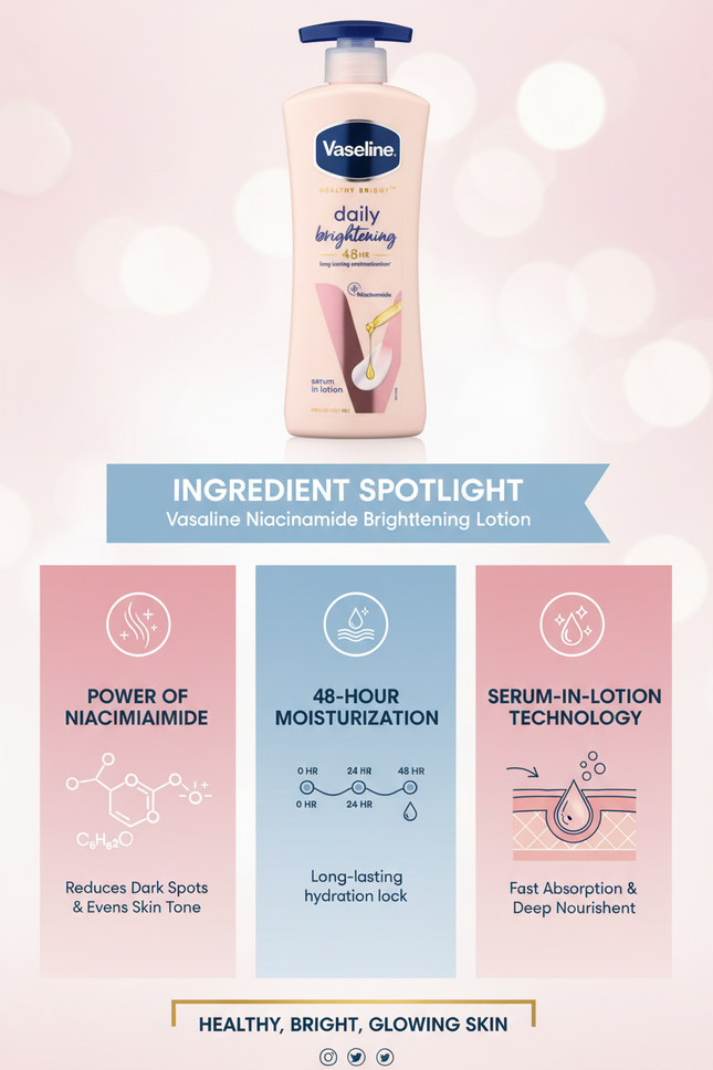 Niacinamide ingredient benefits and 48-hour moisture technology