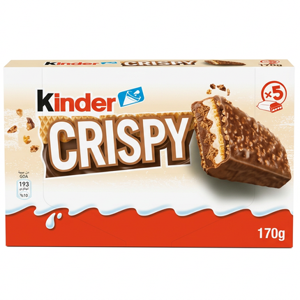 Kinder Crispy 5 pieces 170g box on white