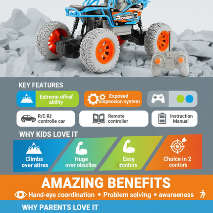 R/C Crawling Car Benefits Infographic