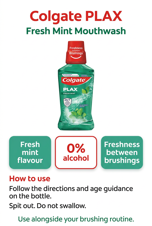 Colgate Plax Fresh Mint features and use reminders