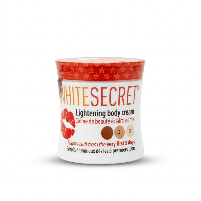 White Secret Lightening Body Cream 140ml jar on white background
