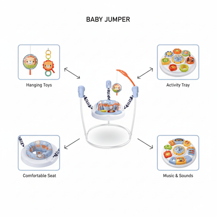Baby jumper features diagram