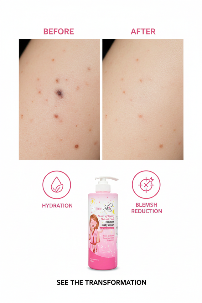 Before and after skin lightening results