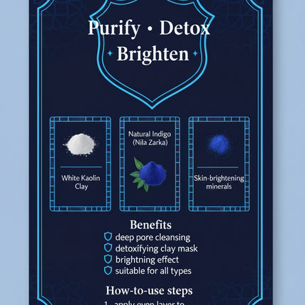 Jardin d'Oléane White Clay Mask Nila Zarka branded infographic