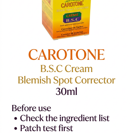 Carotone B.S.C cream 30ml product information and care guidance