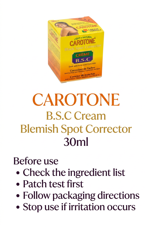 Carotone B.S.C cream 30ml product information and care guidance
