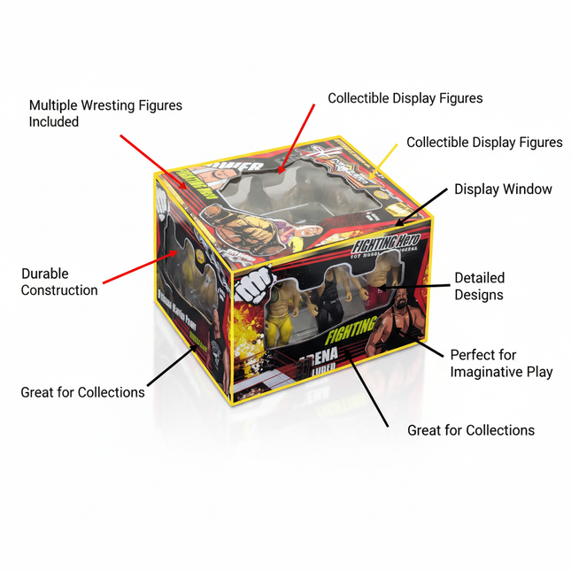 Wrestling set features diagram showing collectible figures