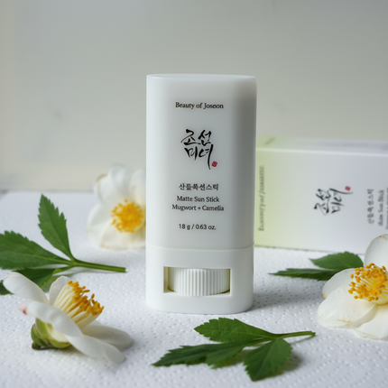 Beauty of Joseon Matte Sun Stick mugwort camellia texture shot