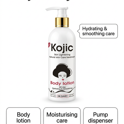 Dr. Davey Kojic Body Lotion hydrating and smoothing care information