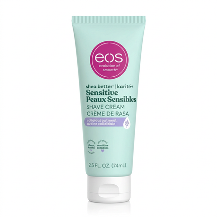 eos Shea Better Sensitive colloidal oatmeal shave cream 74ml front on white background