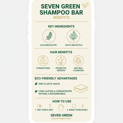 Seven Green shampoo bar benefits - Hair growth and eco-friendly