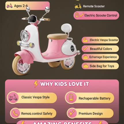 Vespa motor bike benefits and features infographic