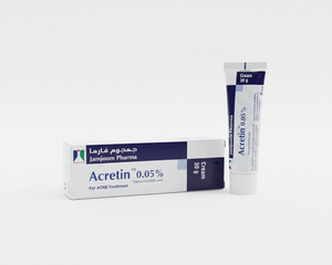 Acretin 0.05% box and tube on white background