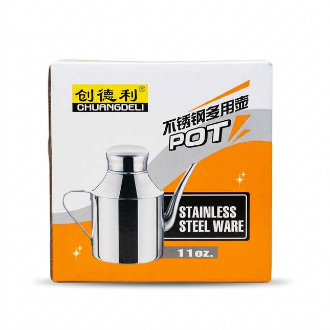 Chuangdeli stainless steel pot 11oz original packaging on white